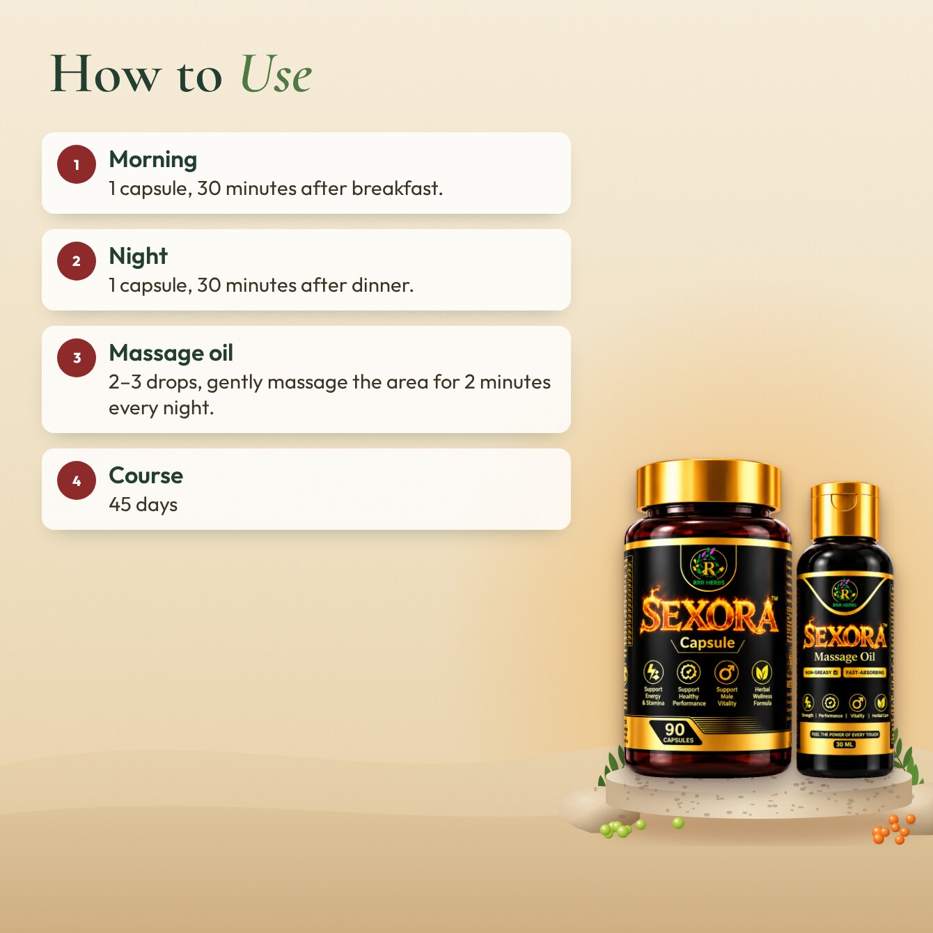 RRR Herbs Power Capsule & Massage Oil Combo — photo 4