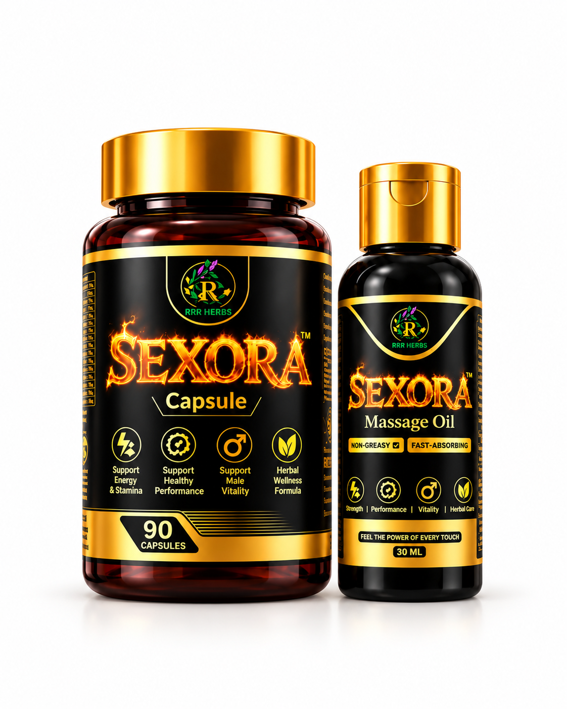 RRR Herbs Power Capsule & Massage Oil Combo pack